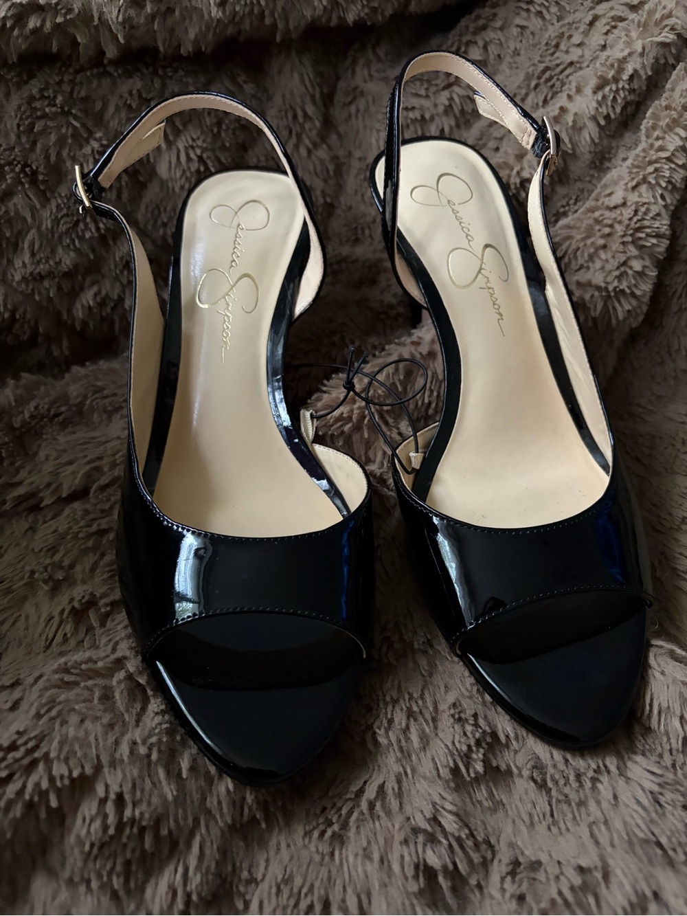 Jessica Simpson Black Patent Slingback Heels